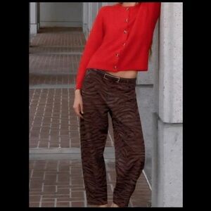Animal Printed Barrel Pants - Brown Black Tiger Stripes - Silky Wide Leg Jeans